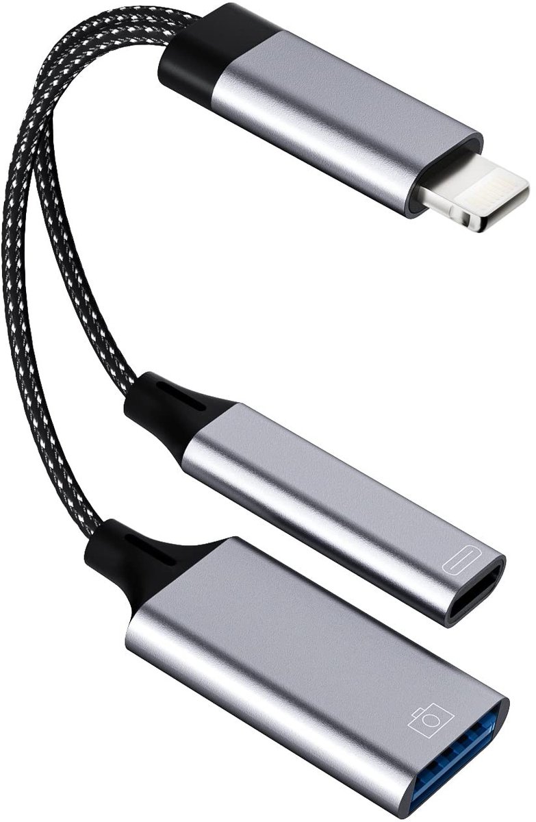 Dailygoods - 2-in-1 Lightning USB Adapter voor iPhone en iPad