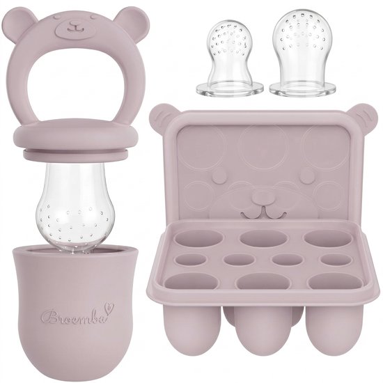 Broemba Fruitspeen & IJsblokjesvorm - Baby Speen met Bijtring - 100% Siliconen - 3 Speenmaten S/M/L - BPA-vrij - 4+ maanden - Roze