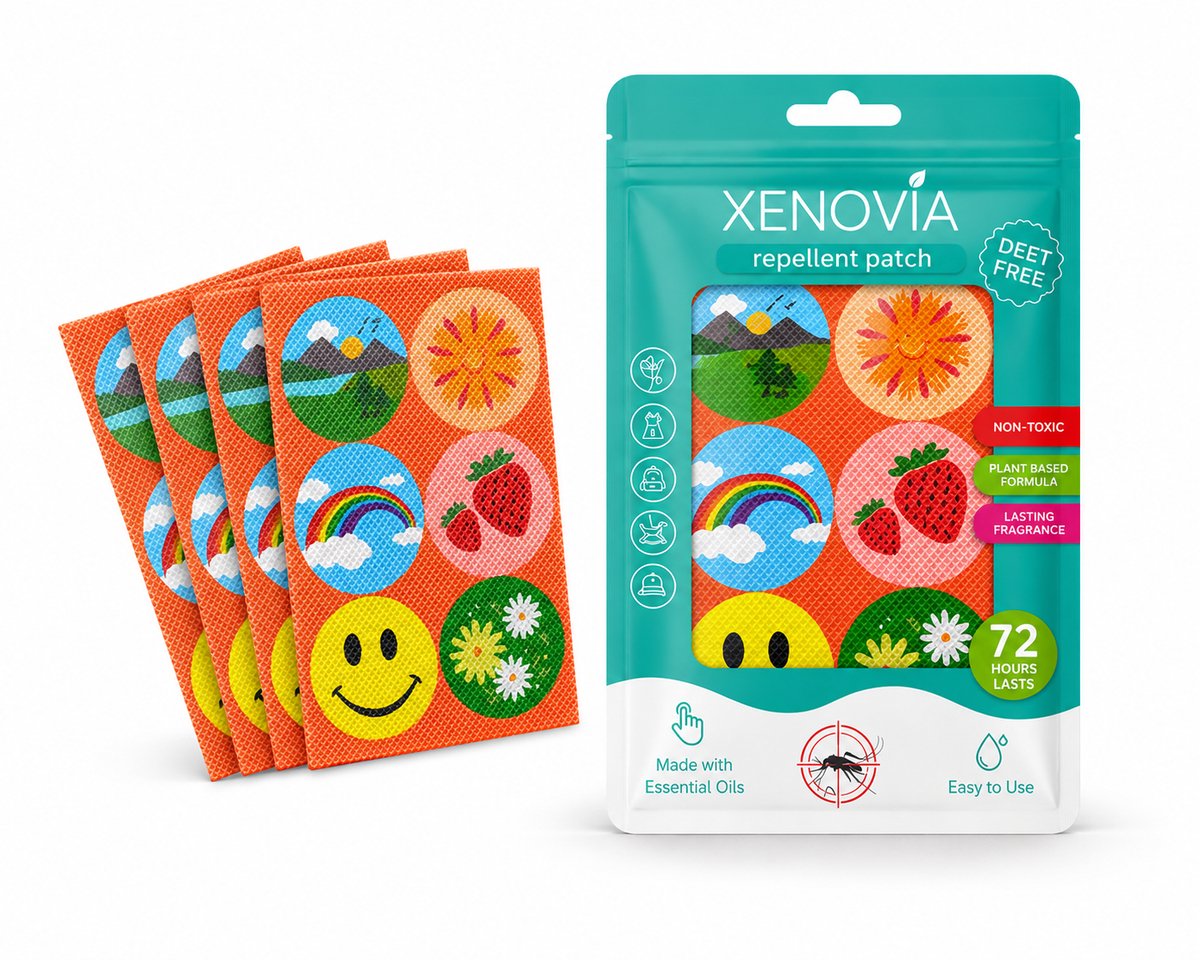 Xenovia Muggenstickers - 24 Stuks - Tot 72 Uur Per Sticker - Plant-Based Citronella Stickers - Voor Kinderen & Volwassenen - Anti-Muggen - Mosquito Repellent