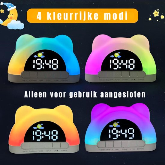 TIM® Slaaptrainer Kinderen - Slaaptrainer - Kinderwekker - Digitaal - Ingebouwde Muziekjes en Witte Ruis - Wit- 16cm x 4cm x 11cm van Tim — afbeelding 5