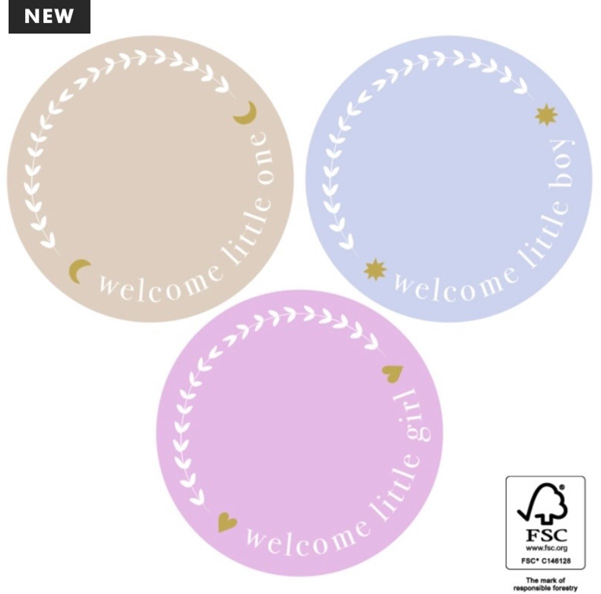 48 XL sluitstickers | Welcome Little One | 55 mm | Kraamcadeau | Geboortekaartje | Sluitzegels | Cadeausticker | Inpakken | Geboorte | Baby Patchwork | Unisex