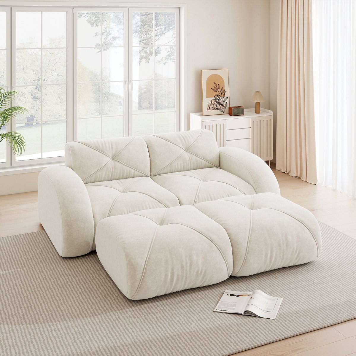 Wishdor - Modulaire Bank Zonder Frame - Chenille En 32D-Schuim - Voor Woonkamer Of Apparte