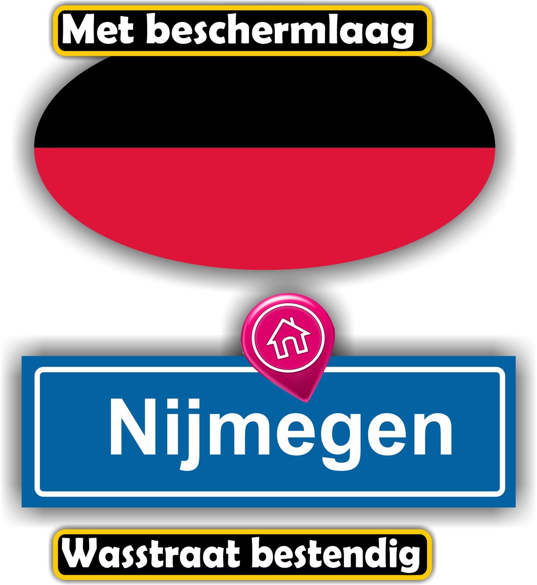 Jerma - Nijmegen - Vlag - Auto - Sticker - set 2 st - Ovaal 13x7 cm - 13x6 cm - Zelfklevend - Vinyl