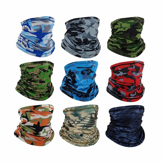 Multicolor camouflage nekwarmer unisex leger print stretch hals doek set van 9 stuks multifunctionele tube sjaal voor sport fietsen wandelen motor outdoor
