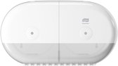 Witte Tork SmartOne Mini Twin Dispenser voor toiletpapier.