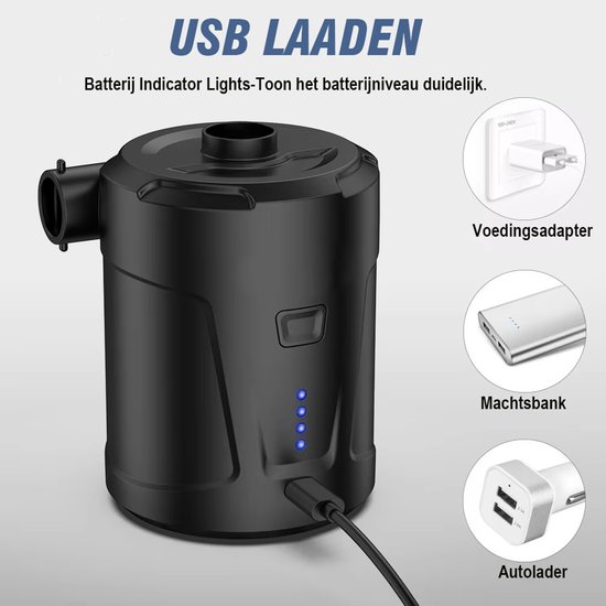 EAFC Inflate Elektrische Luchtpomp - Luchtbedpomp & Zwembadpomp - 5200 mAh accu - 280 Liter/Min - Draadloos & Oplaadbaar - Vacuümfunctie van eafc — afbeelding 3