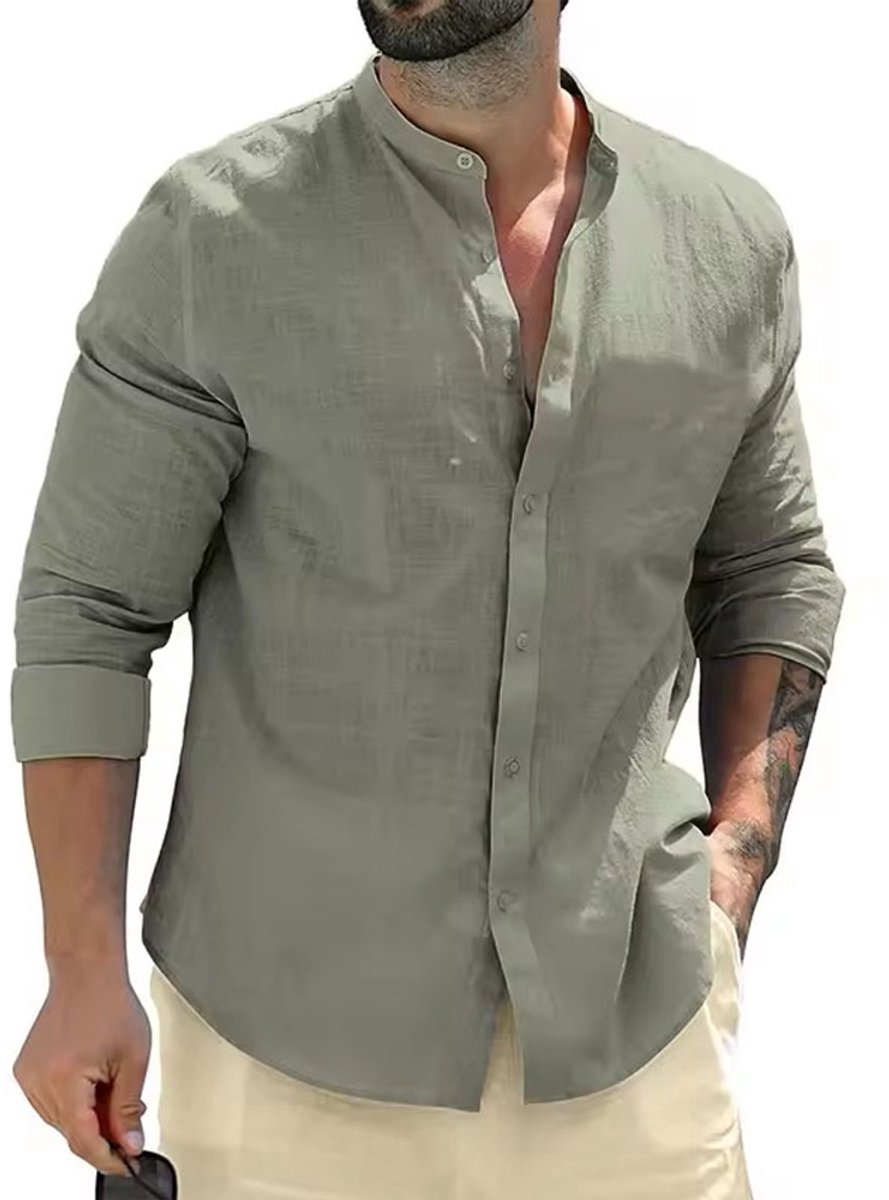 Heren blouse katoen - Zomer - Mode- Shirt - Groen