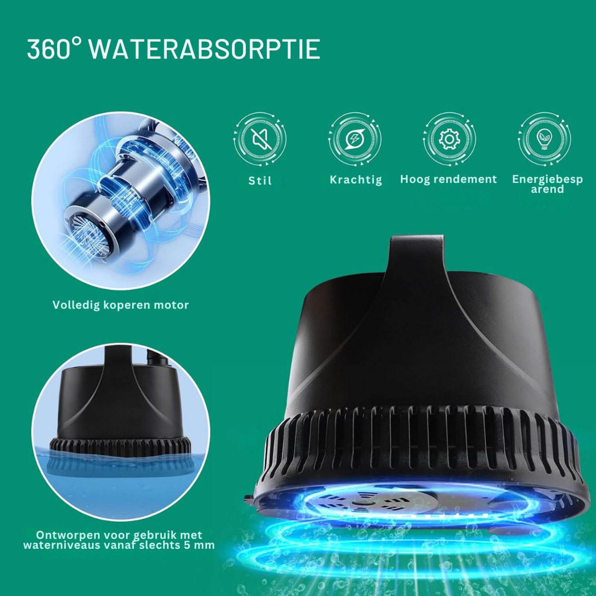 HEZIVO® Regentonpomp - Bewateringspomp Regenton - Tuinpomp - Dompelpomp - 25 W - 2500 l/u – foto 7