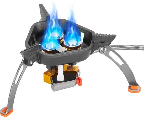 TIM® Wokbrander - Kookbrander 7200 Watt - Wok Brander - Met Slang en Regelaar - Propaan/Gas - Voor Buiten - Camping Kooktoestel Wind Proof - Zwart - 16cm x 16cm x 11cm van Tim — afbeelding 4