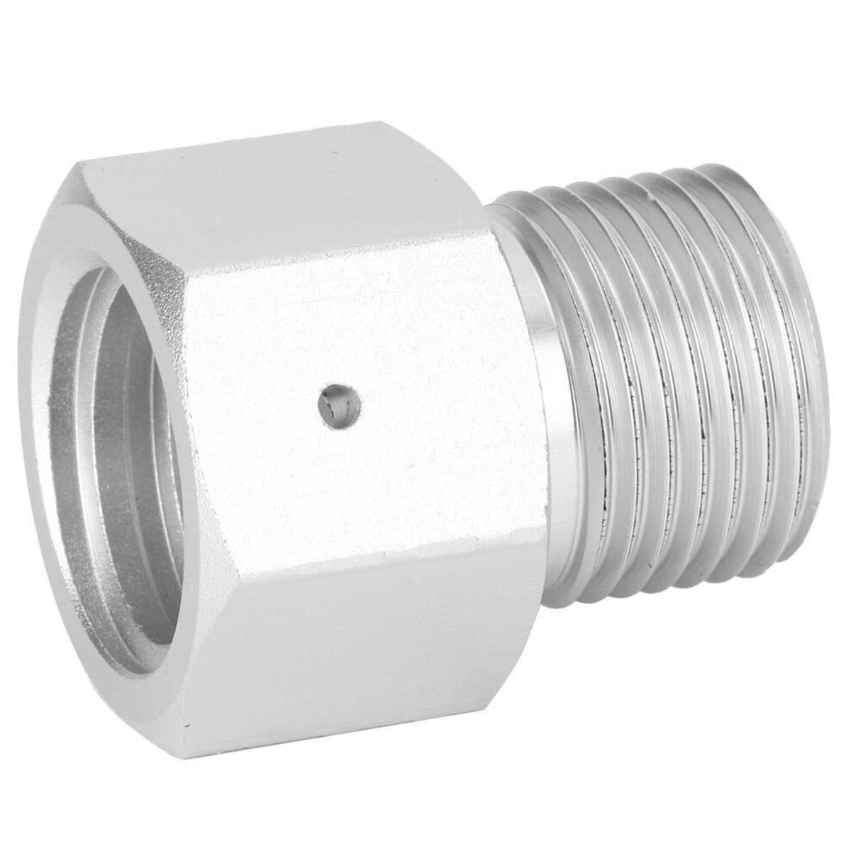 CO2-cilinderadapter, aluminium TR21x4 naar W21.8-14, zilverkleurige converter.