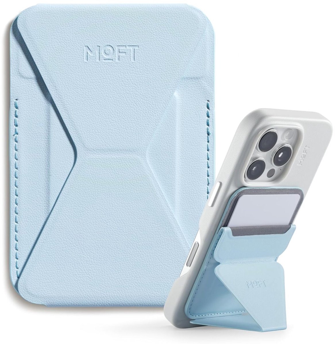 MOFT MOVAS Snap-On MagSafe Kaarthouder Vegan Leer Pasjeshouder Licht Blauw