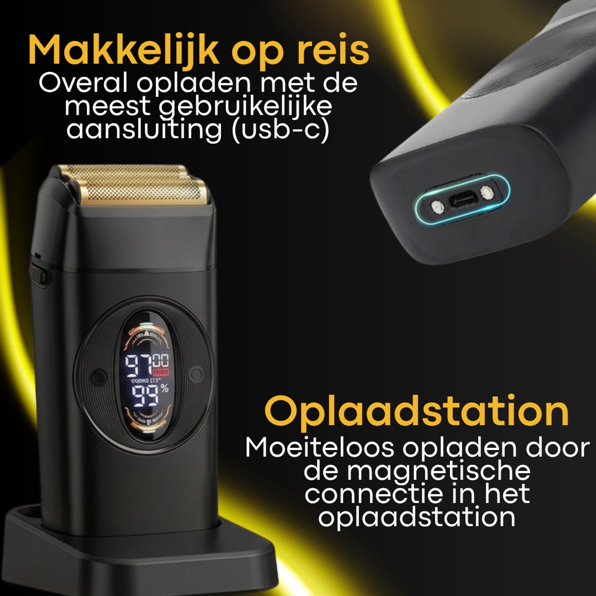 KOENYOE Foil Shaver Scheerapparaat met Oplaadstation en 4 Opzetstukken - afbeelding 2