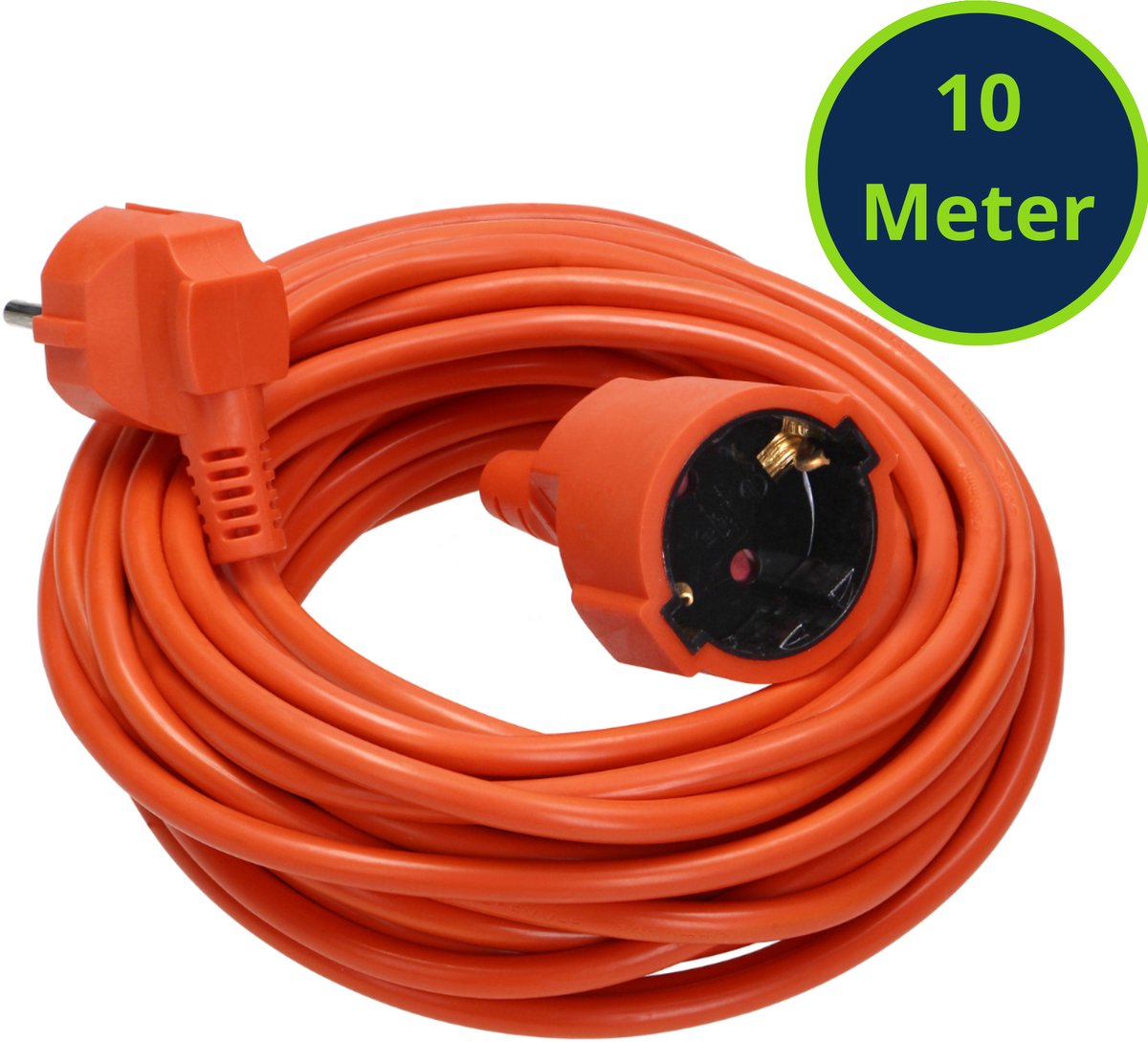 Verlengsnoer 10 meter - Verlengkabel buiten voor max. 2300 Watt - Verlengsnoer - voor buitengebruik en camping - IP20 - 3 x 1,0 mm² - Oranje