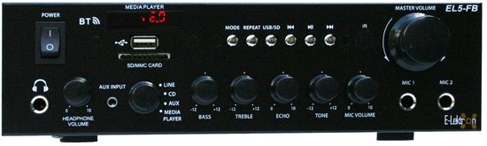 E-Lektron EL5-FB - Stereo versterker - Met Bluetooth en karaokefunctie - USB en SD mediaspeler — afbeelding 3