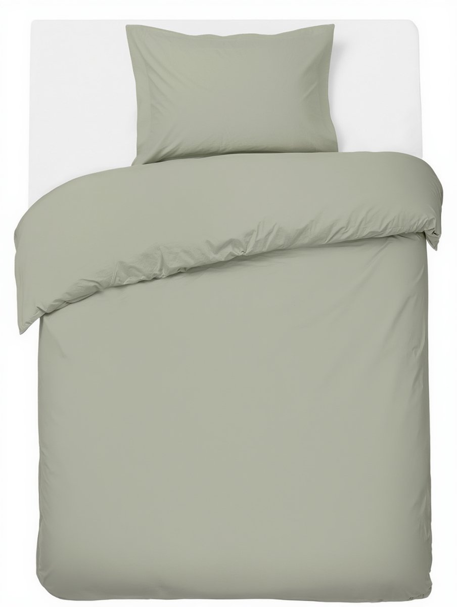 HUSH. Living HUSH Living - Dekbedovertrek Percale - 100% Katoen - 200TC - Extra Fris en Koel - Sterk en Slijtvast - 140x220+20cm - 60x70cm Kussensloop - met Bevestigingslusjes - Lichtgroen
