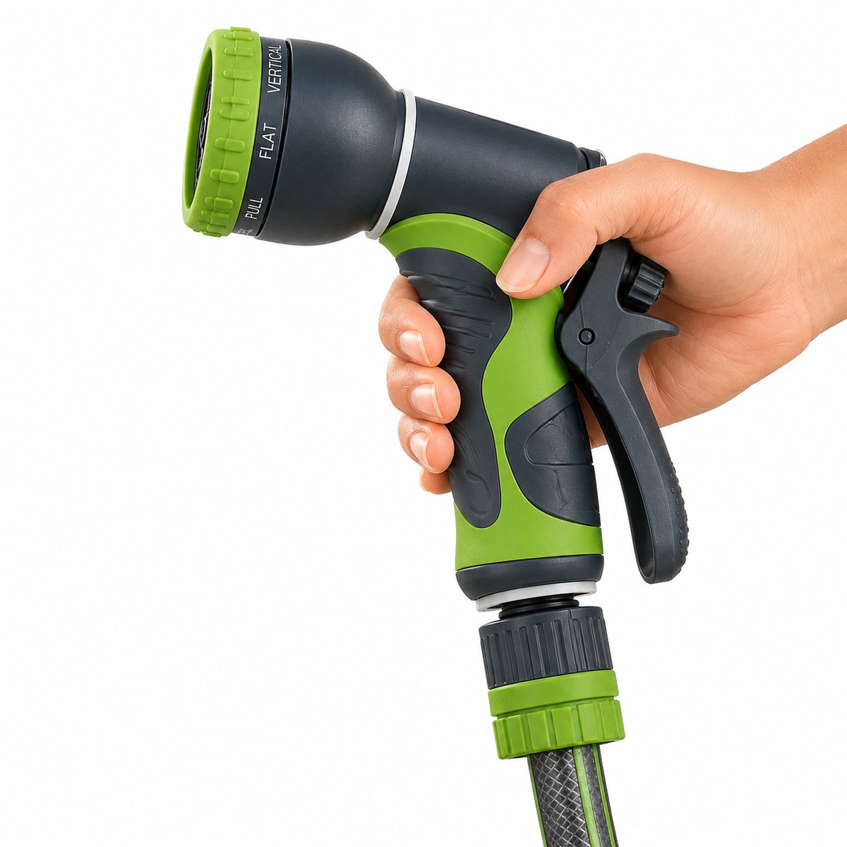 Kinzo Tuinslang Spuitpistool – Sproeier met 8 Sproeistanden – Broespistool met Verstelbare Waterstraal – Groen/Zwart