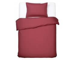 HUSH Living Dekbedovertrek - 100% katoen - 144TC - soepel en ademend - 140x220+20cm - 60x70cm kussensloop - bordeaux