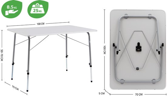 Bo-Camp - Camping tafel - Hoogte verstelbaar - 100x70 cm van Merkloos — afbeelding 2