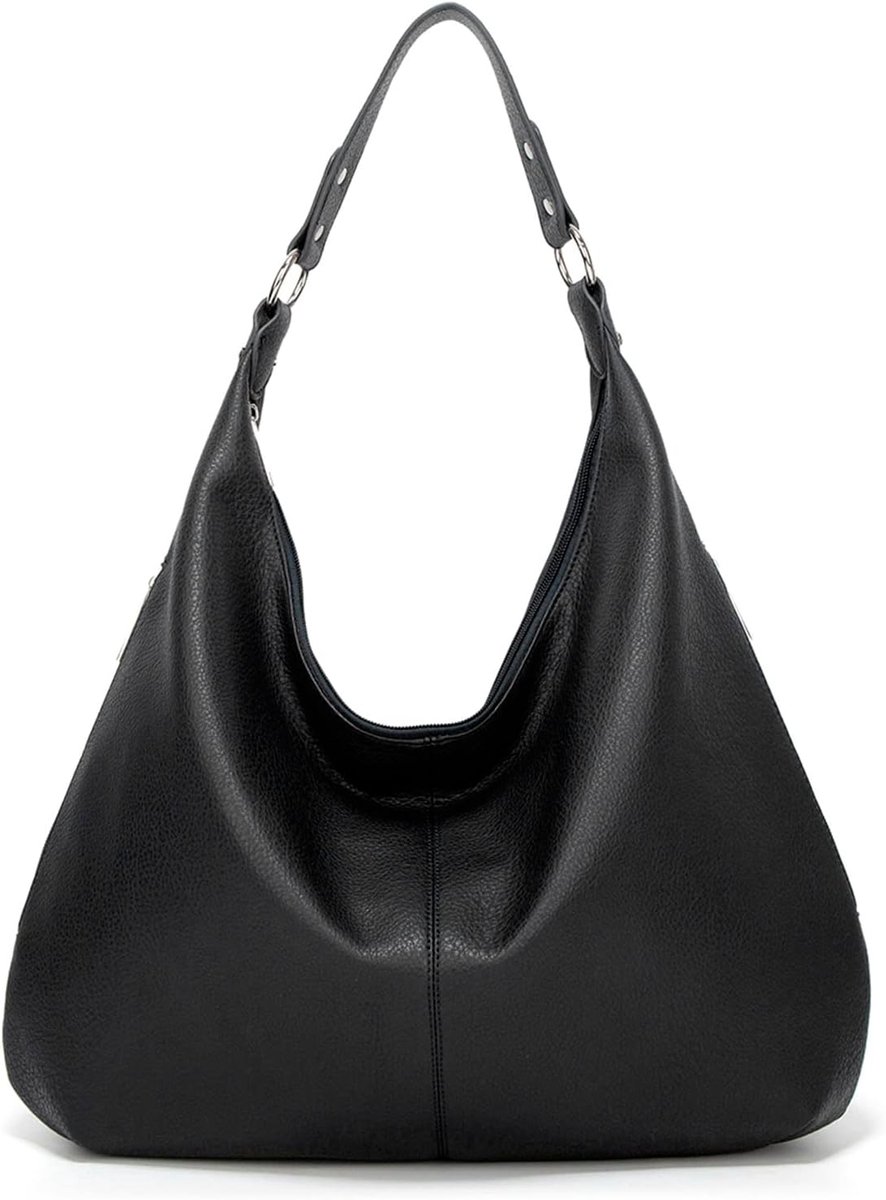 carmdering - Dames Tote Tas - Vintage Schoudertas - Handtas - Ruime Opbergruimte - Veilige Ritsluiting - Zacht Kunstleder - Lichtgewicht Design - Veelzijdig Draagcomfort - zwart-1 Stuk