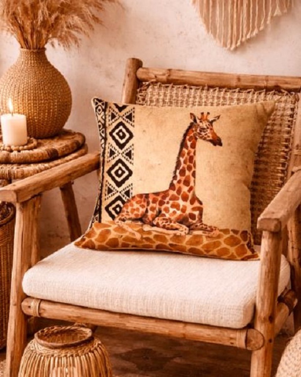 Dieren kussenhoes Afrika - Giraf - Giraffe - Sierkussen - 45x45 cm