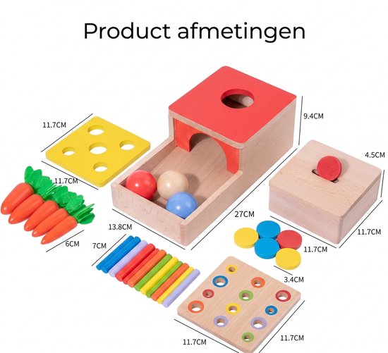 Montessori Vormen Stoof - Educatief Houten Speelgoed - 4-in-1 Sorteerspeelgoed - Activiteitenspeelgoed vanaf 1 Jaar — afbeelding 4