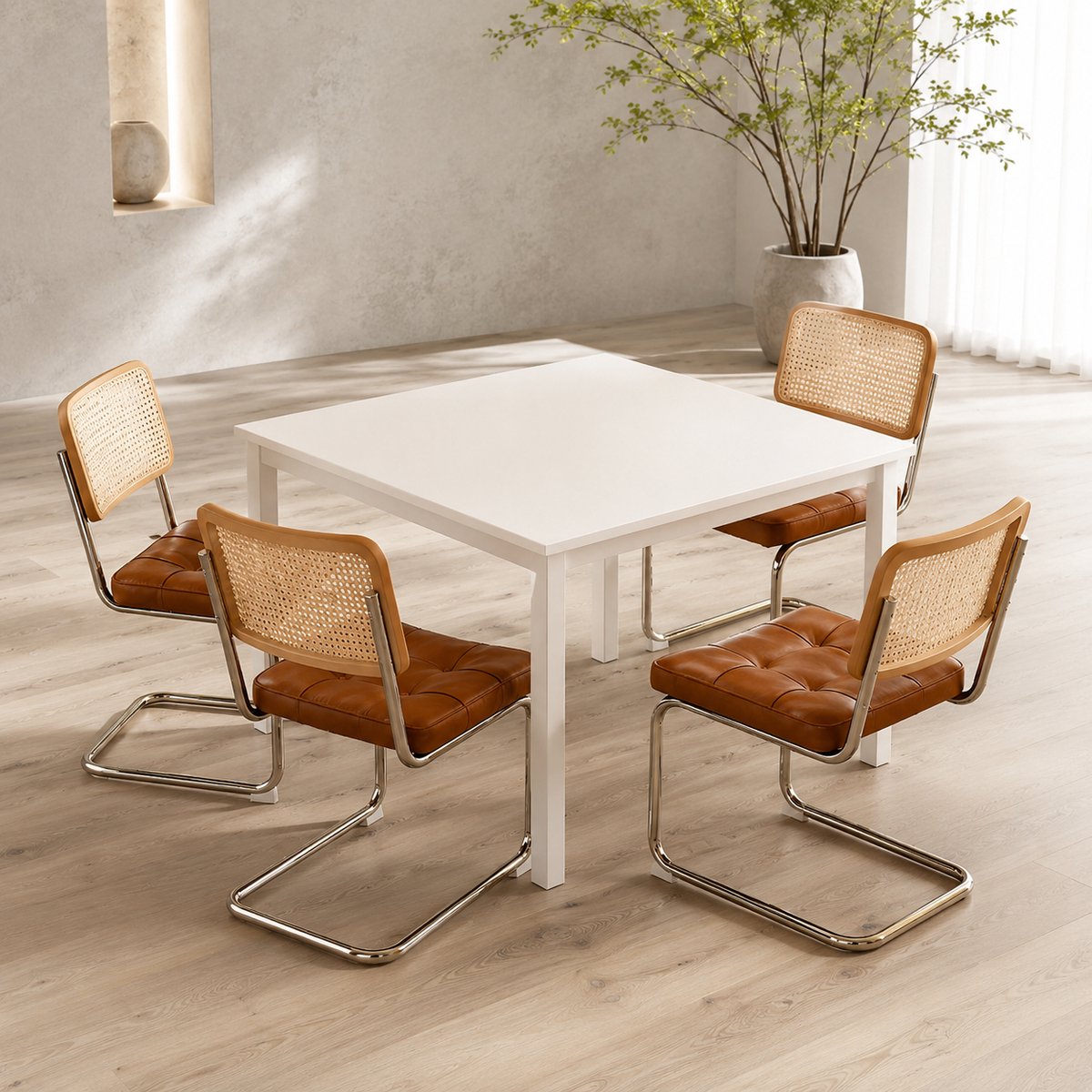 Eetkamerstoelen - Set Van 4 - Gestoffeerde eetkamerstoel - Met rugleuning - Eetkamerstoel - Eettafelstoel - Eetkamerstoelen - Stoel - Kunstleer - Middeleeuwse stijl - Bruin