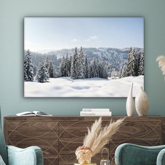 Tableau sur toile Paysage d'hiver enneigé par temps clair - 150x100 cm - Décoration murale