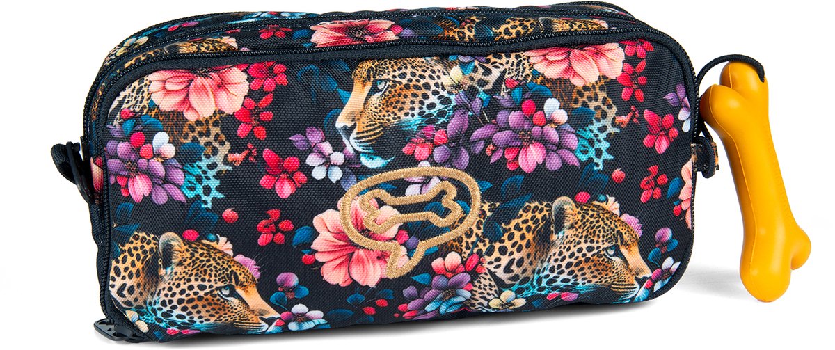 Stones and Bones Rowan 2.0 - Etui - Pennenzak voor Kinderen - 3 Vakken - Floral Ambush - Indigo