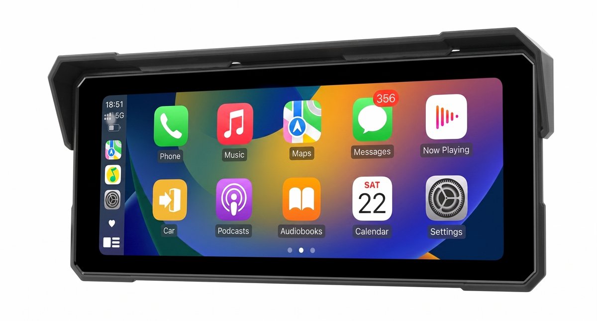 NordHaus Motorfietsscherm - Draadloze CarPlay Monitor - Android Auto Display - IP67 Waterdicht - 20,6 cm DVR