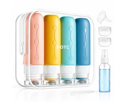 BOTC Reisflesjes met Etui - 90ml Siliconen Reisflacons - Reisaccessoires - Cosmetica Potjes - Reis Flesjes
