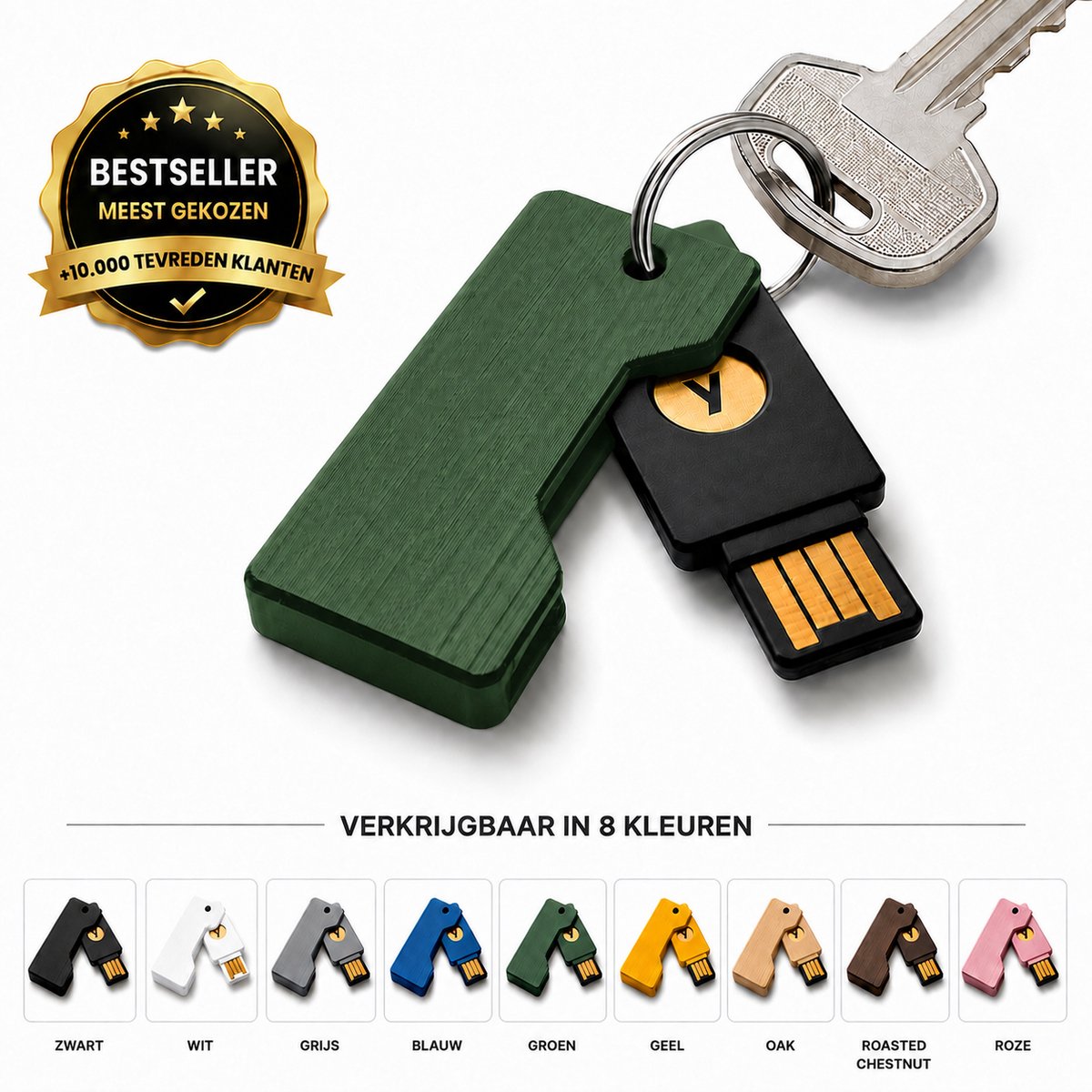 YubiKey Cover - USB Security Key Beschermhoes - Flip Cover Sleutelhanger Case - Compacte Beveiligingssleutel Houder - Krasbestendige USB Authenticatie Sleutel Cover - Travel Friendly - Groen