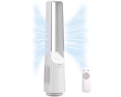 Auronic Torenventilator – Bladeless Model – Luchtkoeler – Vloerventilator – Stille Ventilator Staand – 101 CM – 6 Snelheden – Fan – Met Timer – 39 dB – Wit