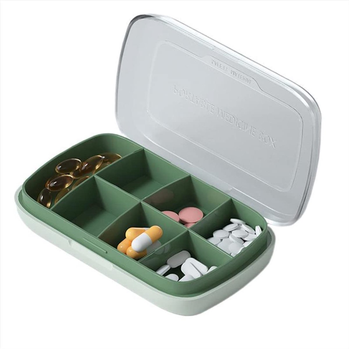 Dailygoody - Draagbare pillendoos - Pillen Organizer - Compact en handig - Groen - Pill Reminder - Tabletten en vitamines - Geschikt voor dagelij
