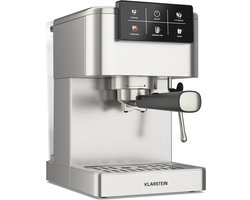 Klarstein Kabel SteelPresso Touch Portafiltermachine - Espressomachine met Siebdrager 20 Bar - Touch Display 1350W RVS - voor Keuken voor Espressoliefhebber - Compact Modern - Coffee Machine - Koffieautomaat