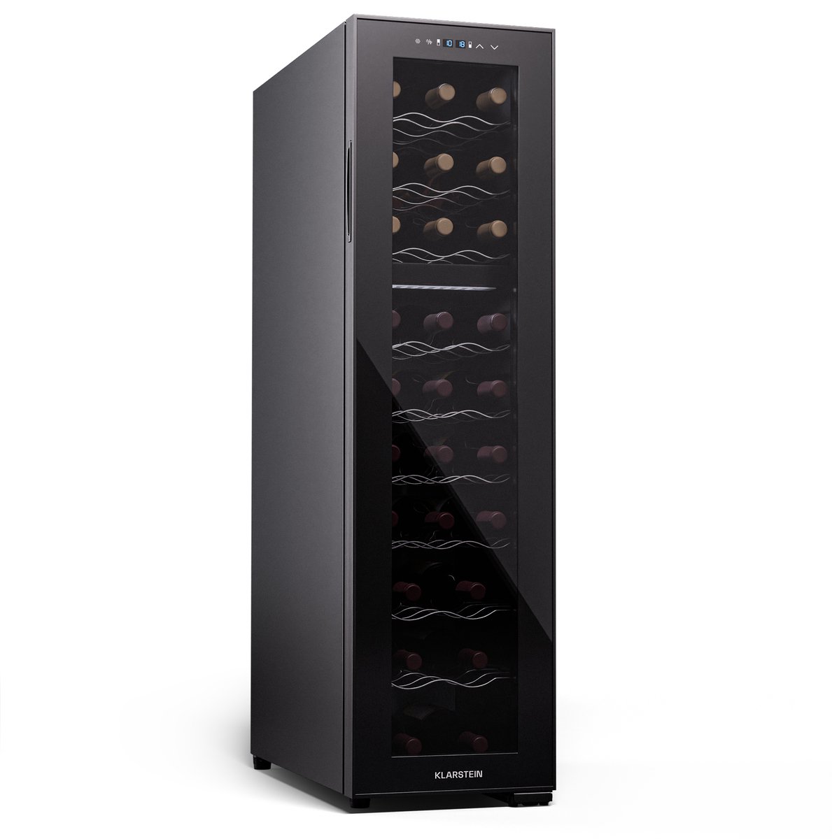 Klarstein vrijstaande wijnkoelkast 2 zones, drankkoelkast klein, kleine wijnkoelkast, wijn koelkast klein met glazen deur, indoor/outdoor flessenkoelkast, wine fridge, 27 flessen - 83L 60 cm - Touch - Wijnklimaatkast - Wijnkast