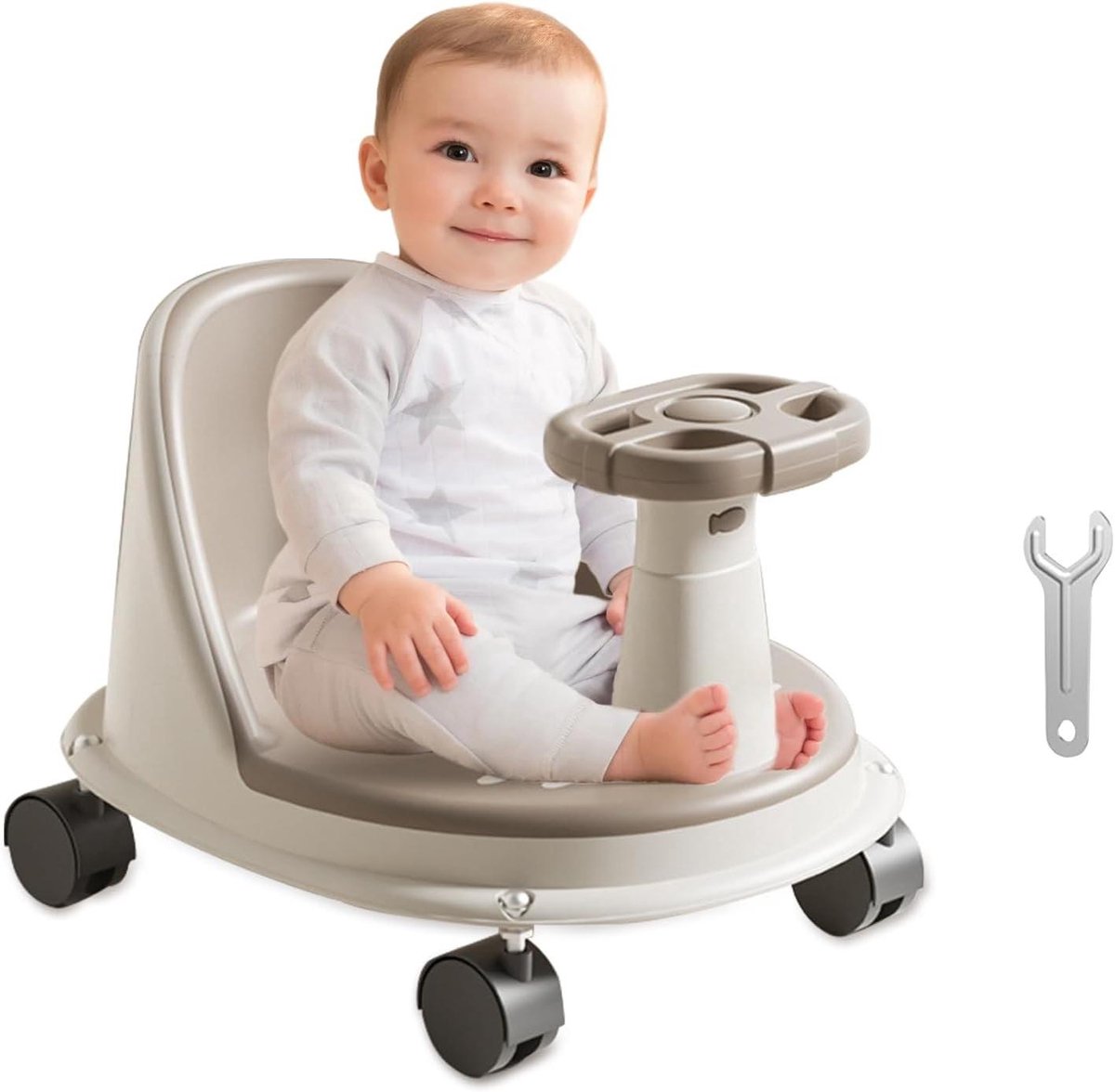 Douchestoel - Badzitje Kinderen - Veilig Baden - Antislip Zuignappen - 38x30x18 cm - Kaki