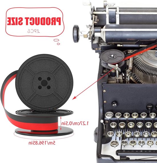 Typewriter tape voor Seiko typemachines, dubbele spoel, 5 m twee-kleurig nylon (rood en zwart) voor precisie en duurzaamheid — afbeelding 2