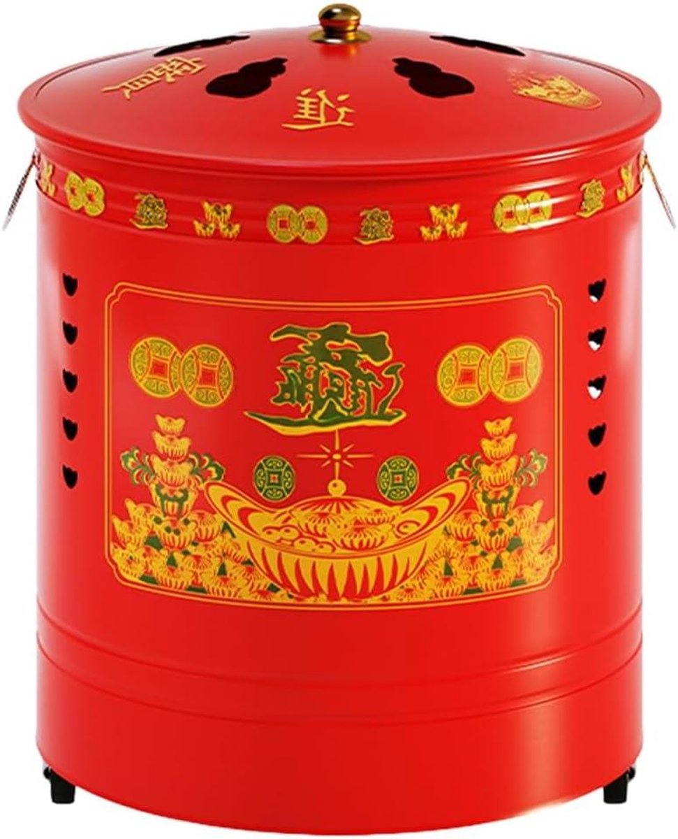 Vuurton - Papierbrander Verbrandingsoven - Tuinafval Verbranden - Roestvrij Staal - 33 cm - Rood