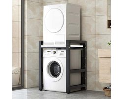 Wasmachine Droger Stapelrek - Wasrek Kast - Ruimte Besparen - Hoog Draagvermogen - 75x65x105 cm - Zwart Wit