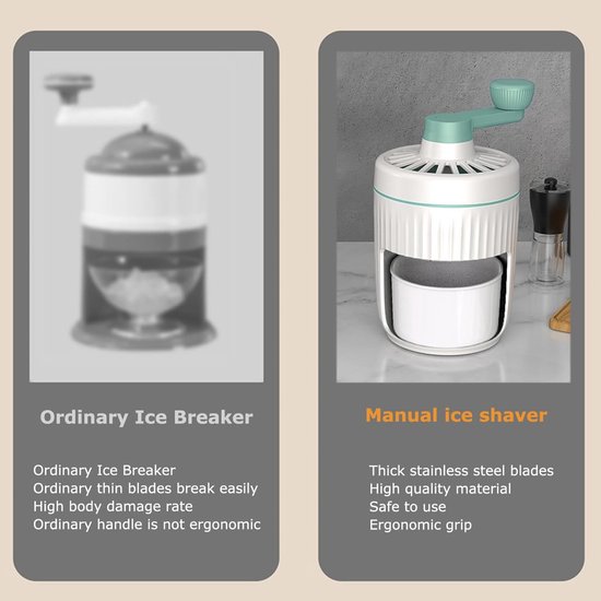 IJsbreker Handmatig - Sneeuwkegelmachine IJsmachine - Drankjes Maken - Afneembare Glazen Container - 23 x 13 cm - Groen — afbeelding 2