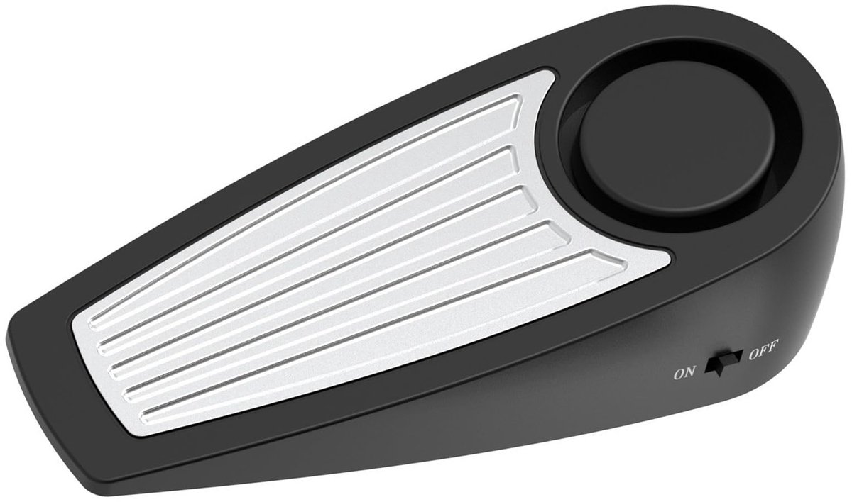 carmdering - Draagbare Deurstopper - Mobiele Deurwig - Veiligheidsalarm Systeem - 130 Db Hard Alarm - Trillingsdetectie Op Alle Vloeren - Duurzaam Abs Plastic - Twee Modi Schakelaar - Geen Installatie Vereist - 1 Stuk