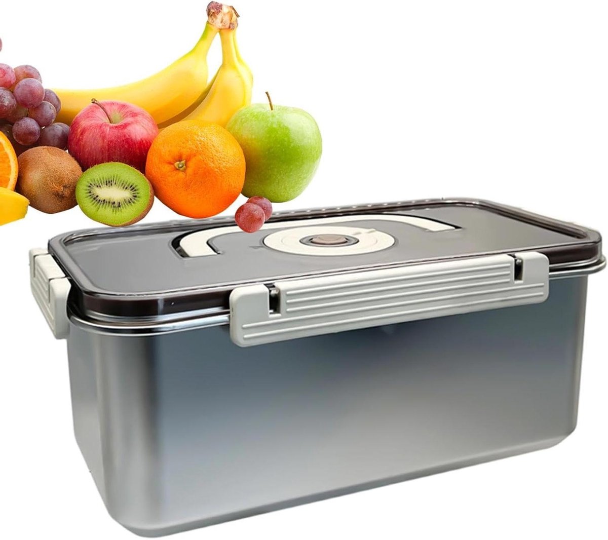 Brood Bewaarcontainer - Voedselcontainer Deksel - Brood Vers Houden - Roestvrij Staal - 34 x 18.5 x 5.5 cm - Zilver