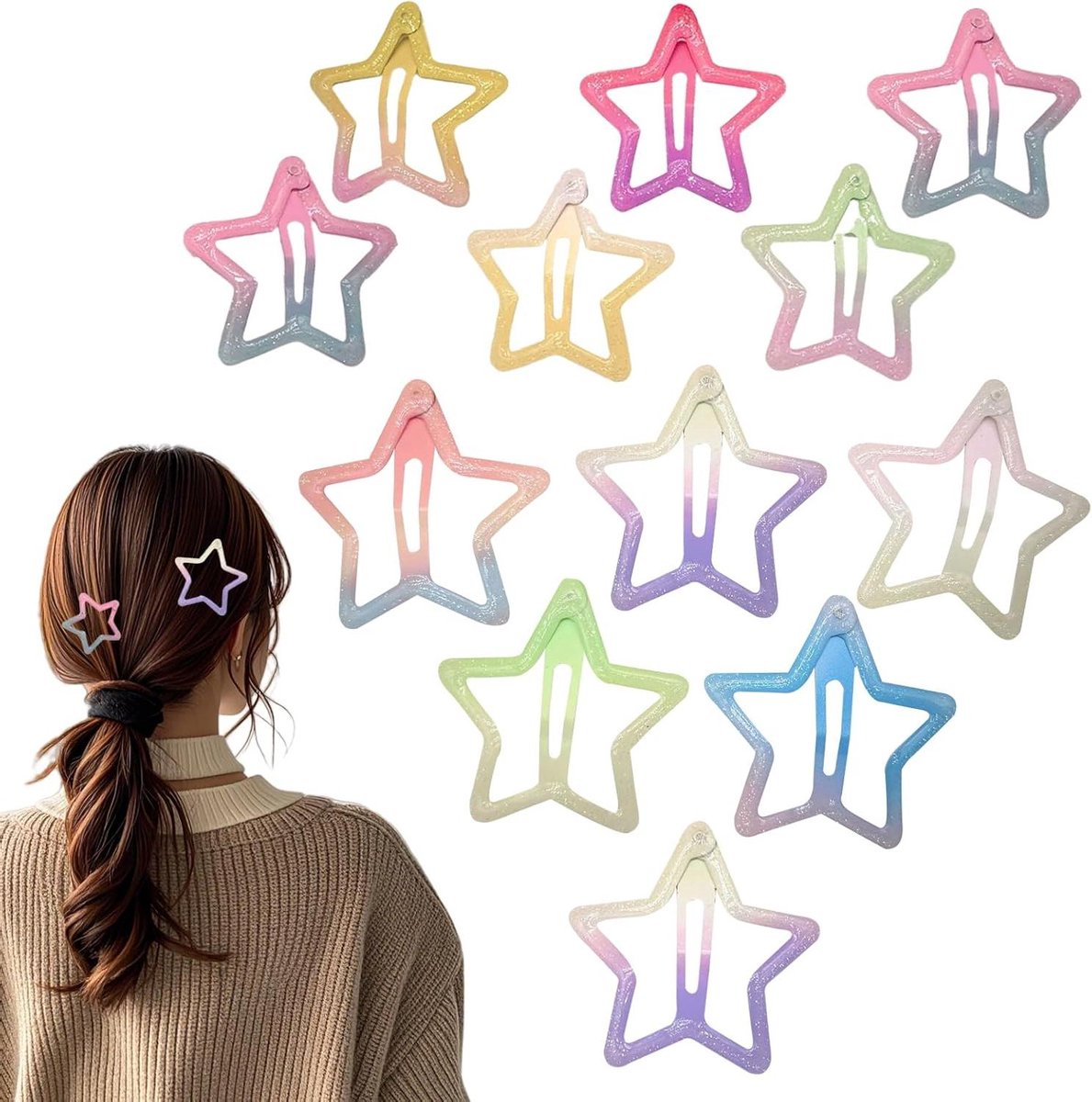 Ster Haarclips - Barrettes Set - Feestelijke Styling - Gradiënt Kleurverloop