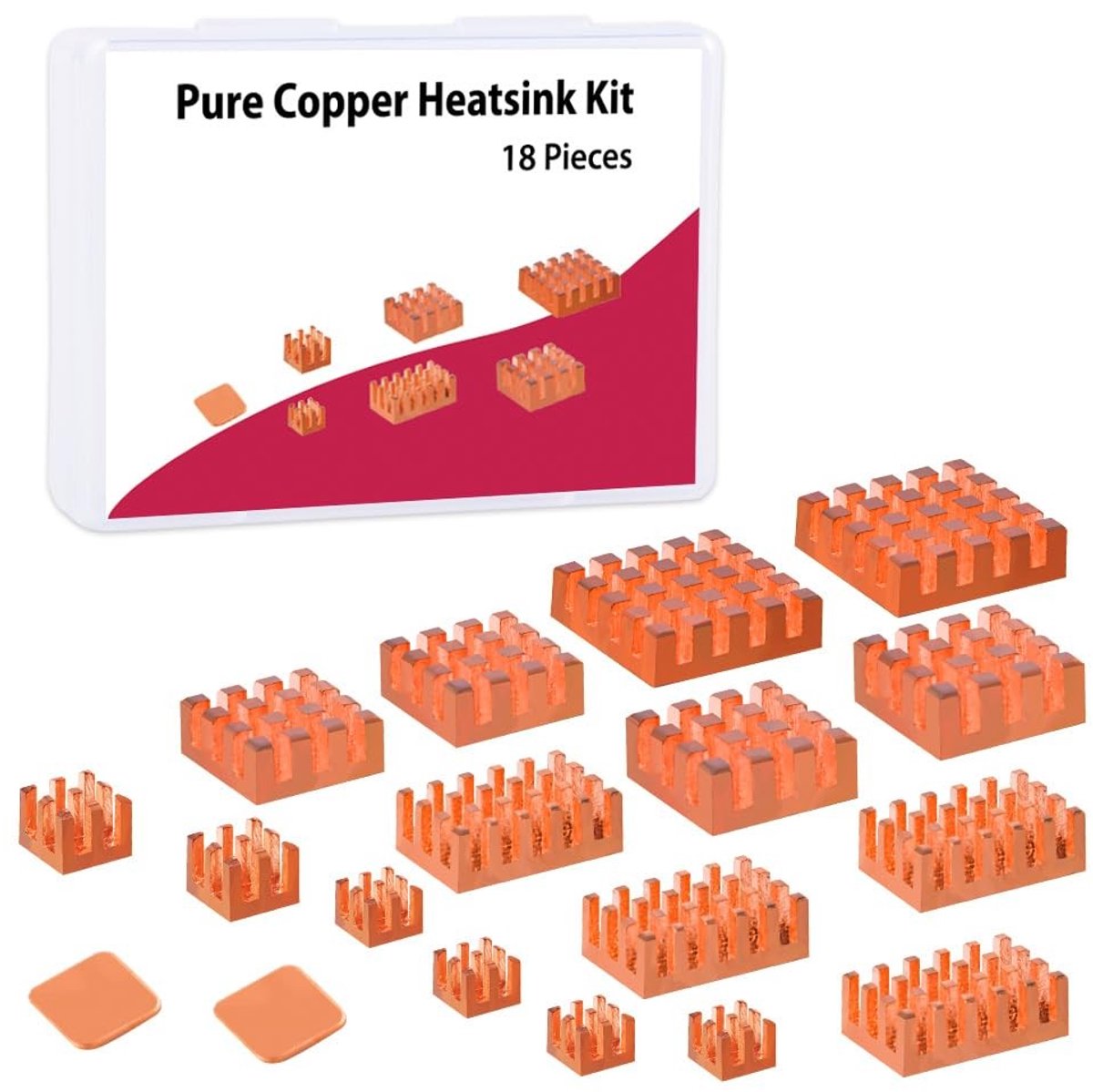 Dailygoody - Raspberry Pi Koellichaam - 18 Stuks - Efficiënte Koeling - Koperen Warmtewisselaars - Thermische Geleiding - Compatibel Met Raspberry Pi ..