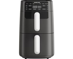 AIMASON Airfryer 10L dubbele stapel - 2700W Heteluchtfriteuse met 2 kamers - XXL Heteluchtfriteuse met verticale dubbele kamer - 6-in-1 Functies - Max 230°C - Bespaart 50 procent ruimte - Receptenboek