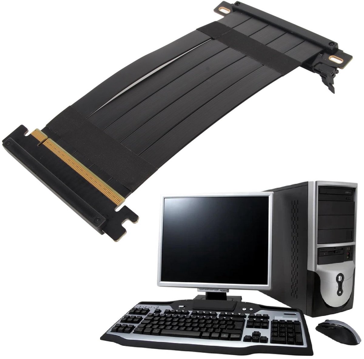 Dailygoody - PCIe 4.0 X16 Extender Riser Kabel - Hoge Snelheid - Flexibele Duosided 180 Graden - Zwart - GPU Verlengkabel - Ideaal voor Gaming - Gesch...