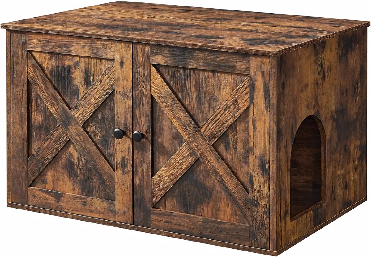 AHD® Kattenbak Kast - Kattenkast - Kattenbak Ombouw - vintage bruin- 53 cm x 80 cm x 50 cm