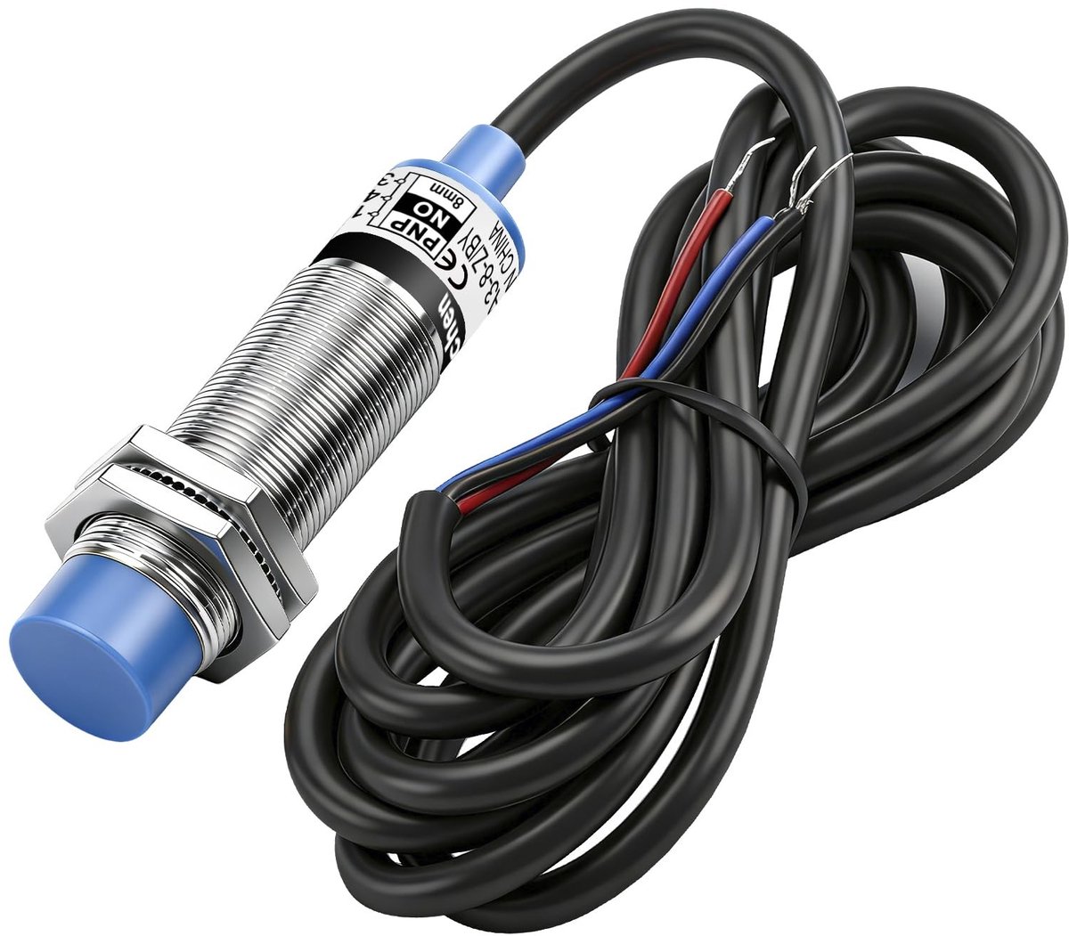 Dailygoody - Inductieve Proximity Sensor - 8mm Detectie - Betrouwbare werking - 10-30VDC - NO - Ideaal voor Automatisering - Geschikt voor Panel M...