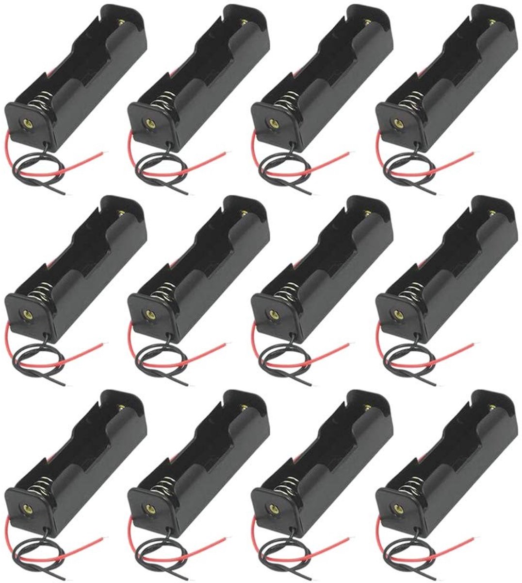 Dailygoody - Batterijhouder 18650 - 12 stuks - Hoogwaardige kunststof - Ideaal voor hobbyprojecten - Voor 3,7 V batterijen - Eenvoudig te gebruiken