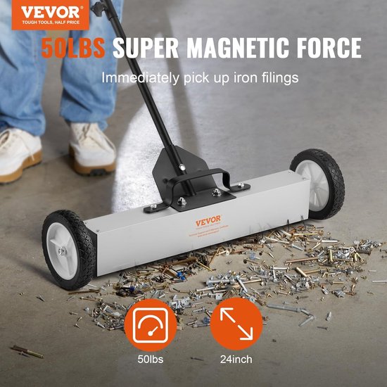 Magnetische Veegmachine - Magneet Vloer Veegmachine - Werkplaats Opruimen - Extra Brede Magneet - 77-113 cm - Zilver — afbeelding 4